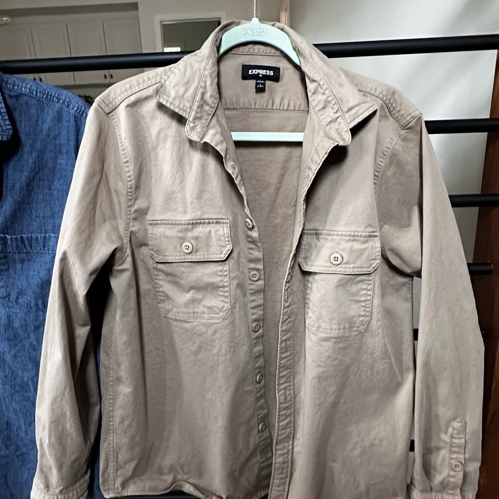 Express Tan Utility Jacket Lightweight Cotton Blend